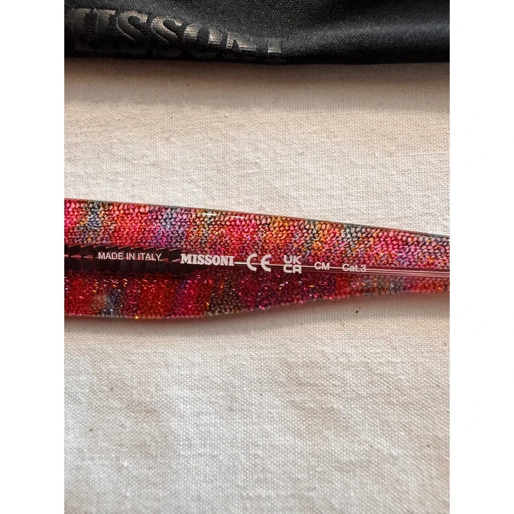 Missoni MIS 0129/S Pink Fabric‎ Glitter Square Sunglasses Blue Gradient Lens New